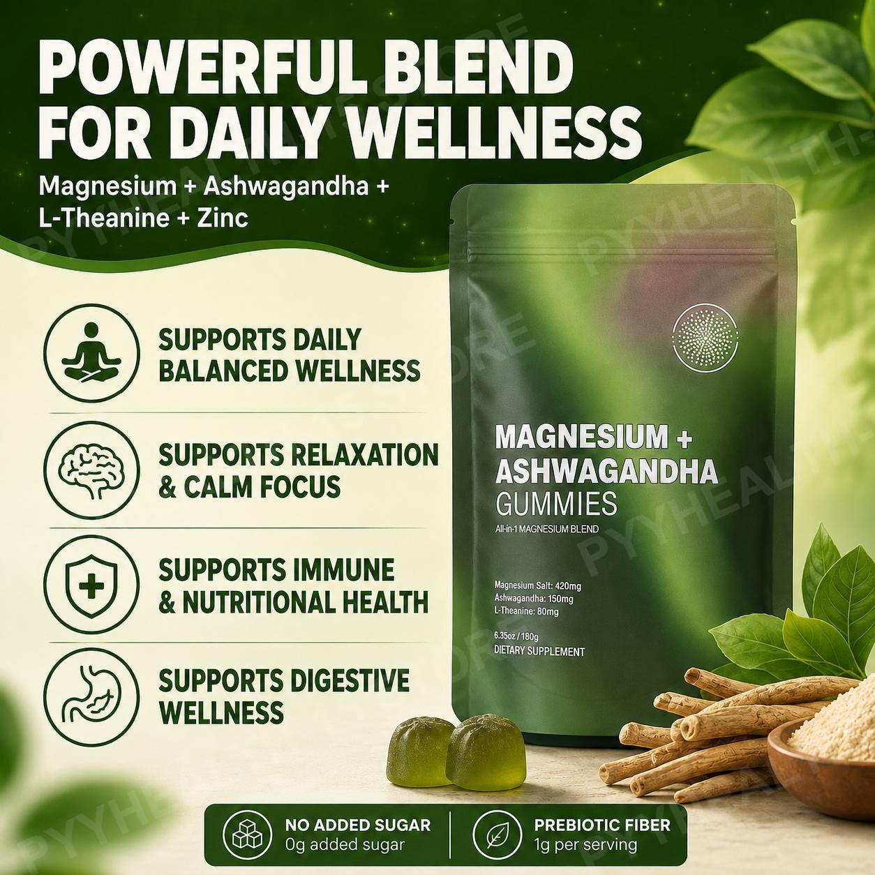 Gomas de Magnésio + Ashwagandh - Ashwagandha Extract Root avaliação e preço